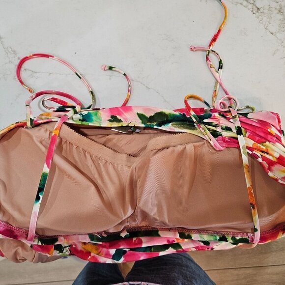 NEW! J. Crew Size 22 Ruched Tie-shoulder One-piece Swimsuit Floral Print Pink - Picture 4 of 11